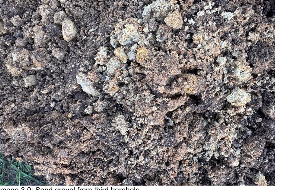 Site photograph of extracted ground sample with gravel and sand